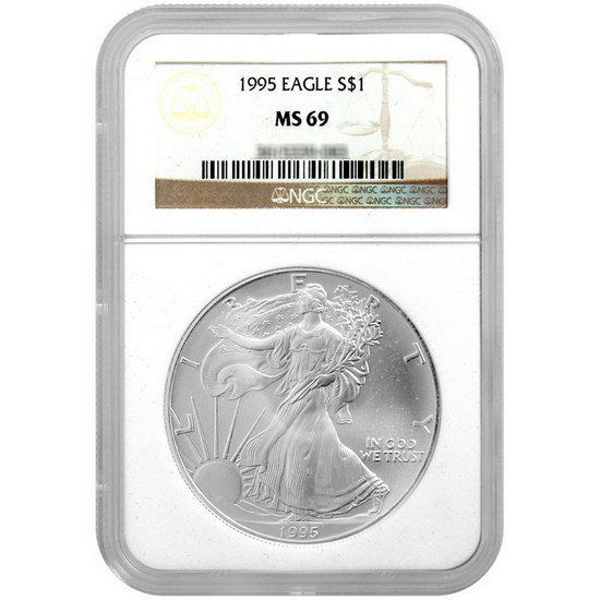 1995 Silver American Eagle MS69 NGC Brown Label