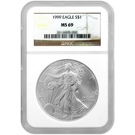 1999 Silver American Eagle MS69 NGC Brown Label