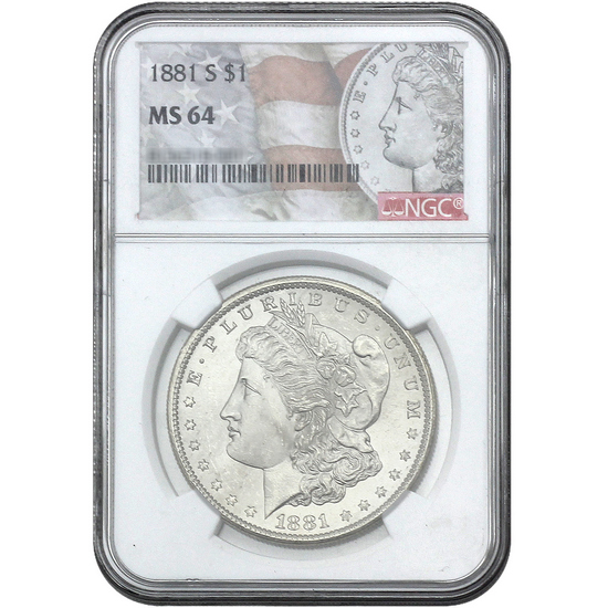 1881 S Morgan Silver Dollar MS64 NGC Morgan/Flag Label