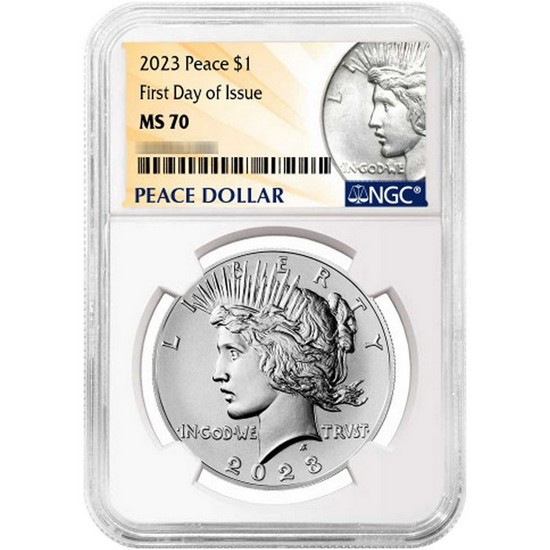 2023 Peace Silver Dollar MS70 FDI NGC Peace Dollar Label