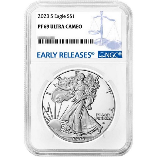 2023 S Silver American Eagle Coin PF69 UC ER NGC Blue Label