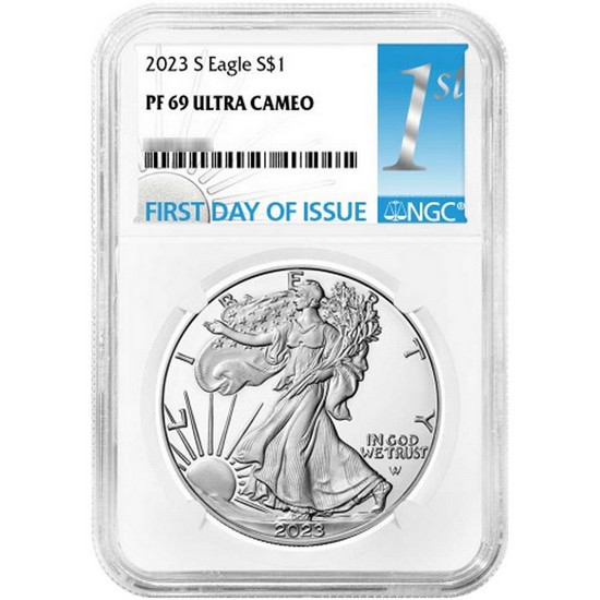 2023 S Silver American Eagle Coin PF69 UC FDI  NGC 1st Label