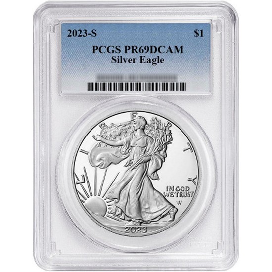 2023 S Silver American Eagle Coin PR69 DCAM PCGS Standard Blue Label