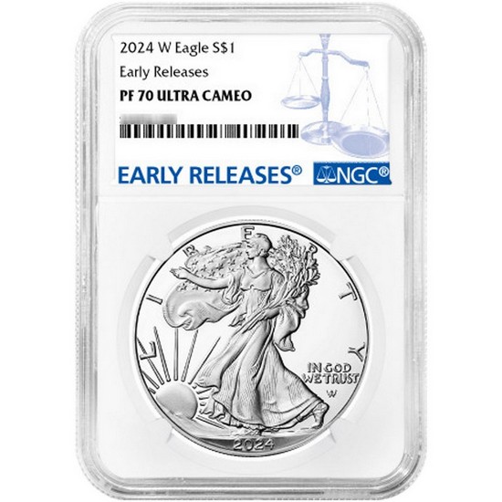 2024 W Silver American Eagle Coin PF70 UC ER NGC Blue Label