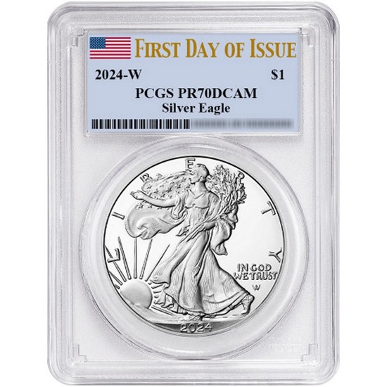 2024 W Silver American Eagle Coin PR70 DCAM FDI PCGS Flag Label