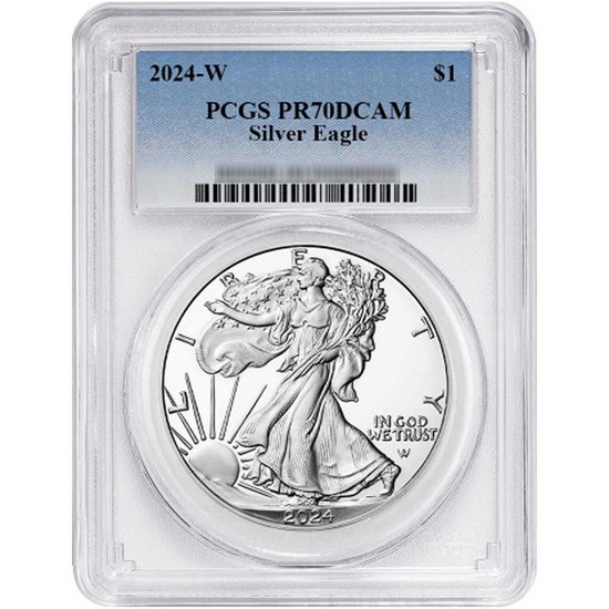 2024 W Silver American Eagle Coin PR70 DCAM PCGS Standard Blue Label