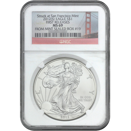 2012(S) Silver American Eagle Mint Sealed Box MS69 FR NGC Bridge Label