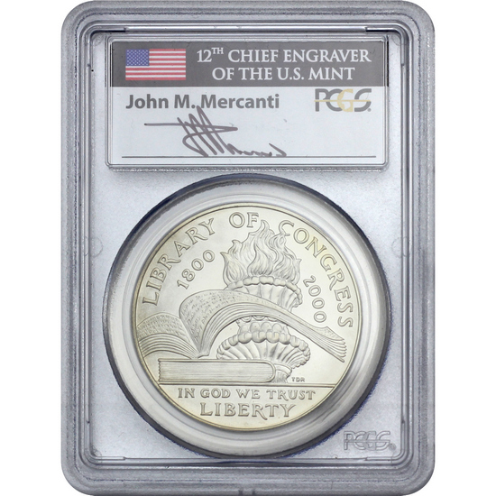 2000 Silver Library of Congress Commemorative Dollar MS69 PCGS John Mercanti