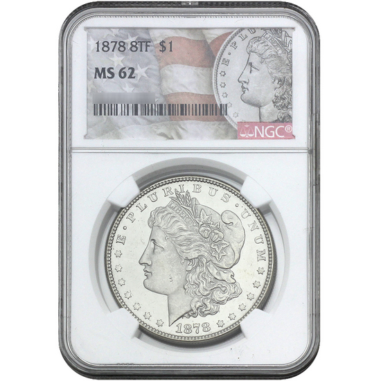 1878 8TF CC Morgan Silver Dollar MS62 NGC Morgan/Flag Label