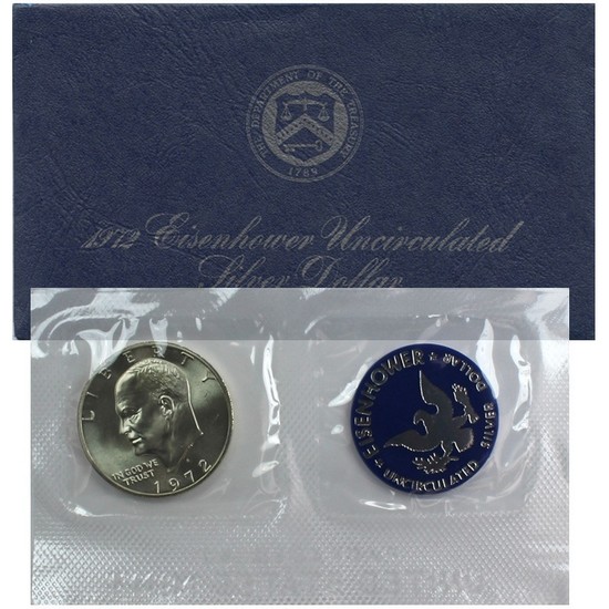 1972 S Eisenhower Silver-Clad Dollar BU in OGP