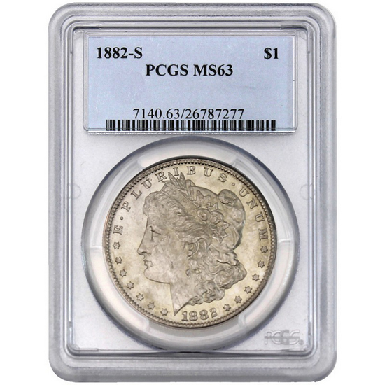 1882 S Morgan Silver Dollar MS63 PCGS Blue Label