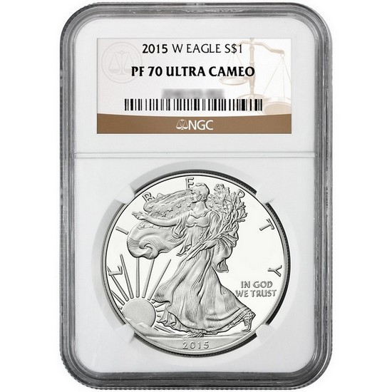 2015 W Silver American Eagle PF70 UC NGC Brown Label