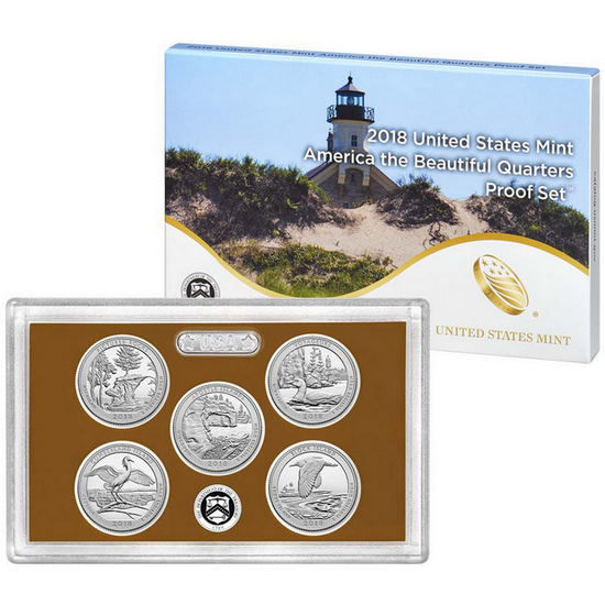 2018 S United States Mint 5pc America The Beautiful Quarter Clad Proof Set
