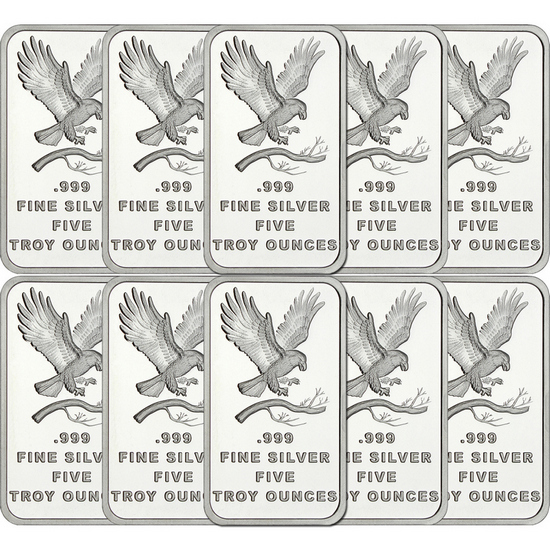 SilverTowne Trademark Eagle 5oz .999 Silver Bar 10pc