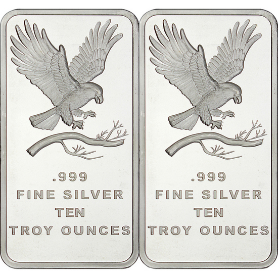 SilverTowne Trademark Eagle 10oz .999 Silver Bar 2pc