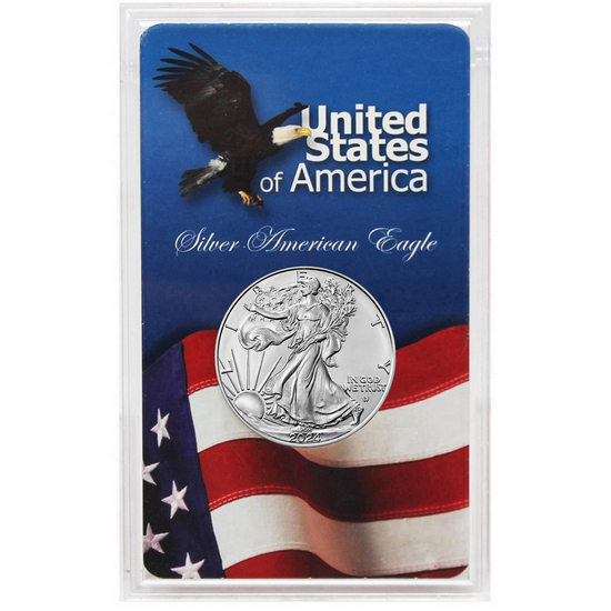 2024 Silver American Eagle BU in Eagle/Flag Gift Holder