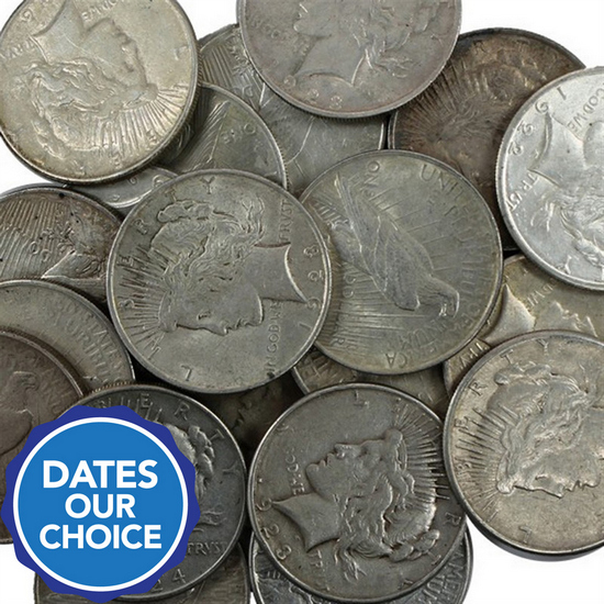 Silver Peace Dollar Tube of 20pc Dates Our Choice VG-XF