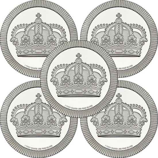 Crown Stackables 1oz .999 Silver Medallion 5pc