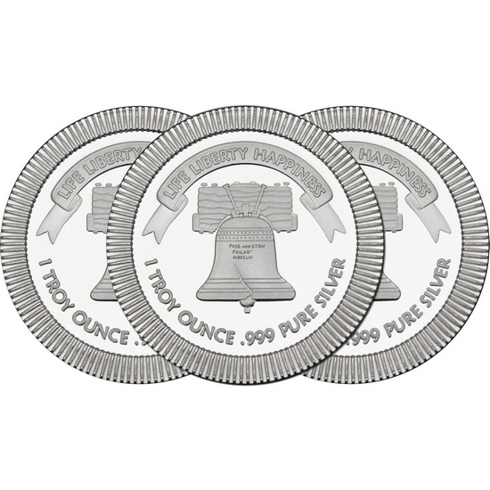 Liberty Bell Stackables 1oz .999 Silver Medallion 3pc