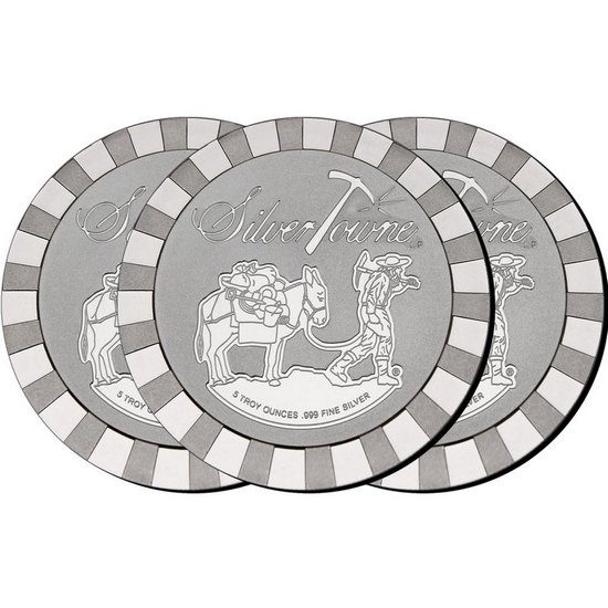 SilverTowne Stackables™ Trademark Prospector 5oz .999 Silver Medallion 3pc