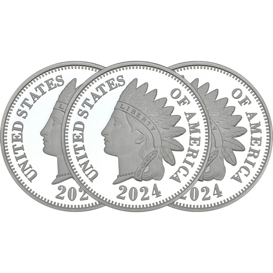 2024 Indian Head Cent Replica 1oz .999 Silver Medallion 3pc