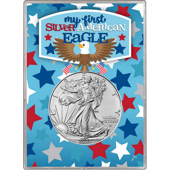 2024 Silver American Eagle BU in My First SAE Gift Holder