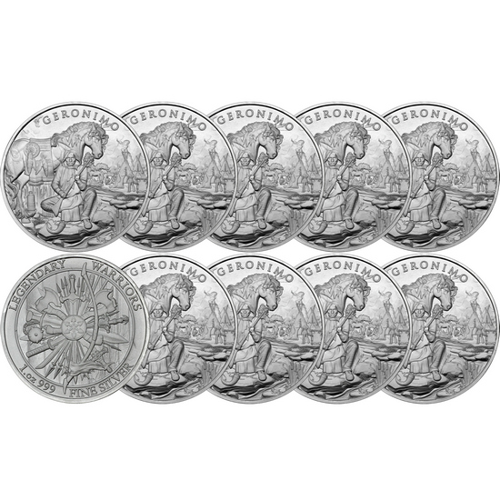 Geronimo Legendary Warriors Series 1oz .999 Silver Medallion 10pc