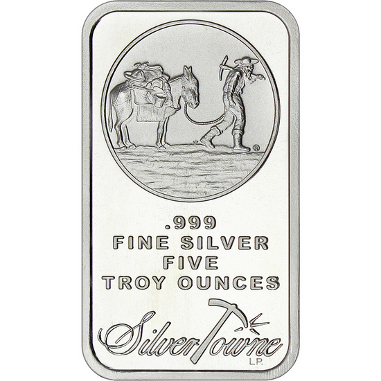SilverTowne Minted Trademark 5oz Silver Bar .999 Fine