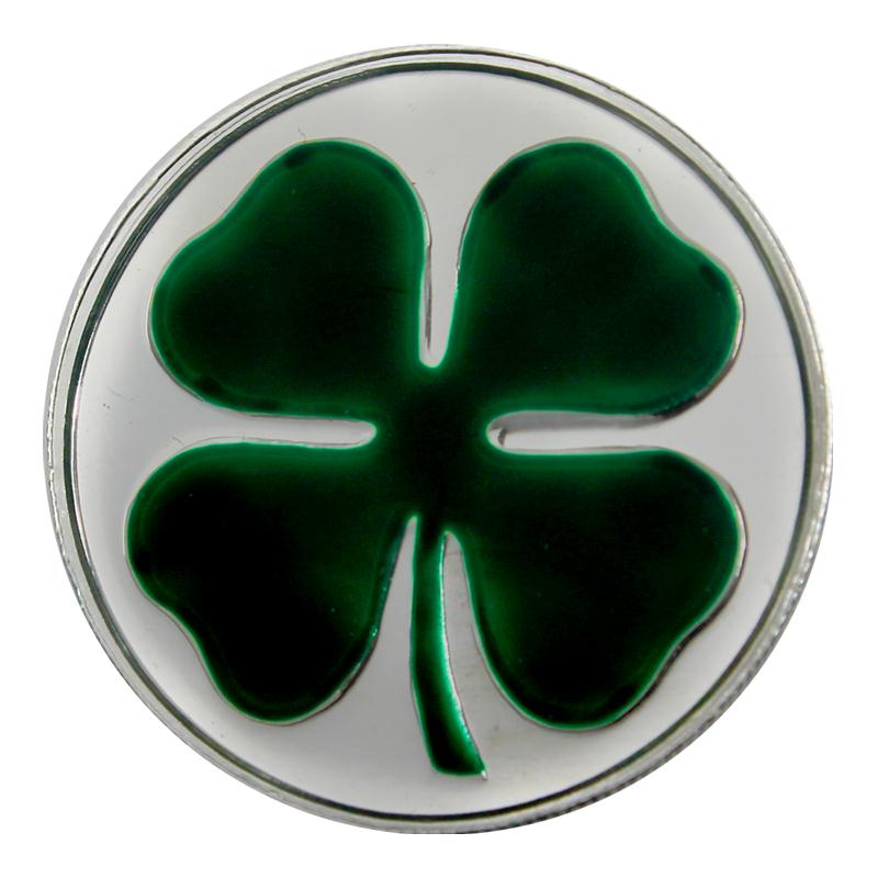 four leaf clover enameled silver medallion