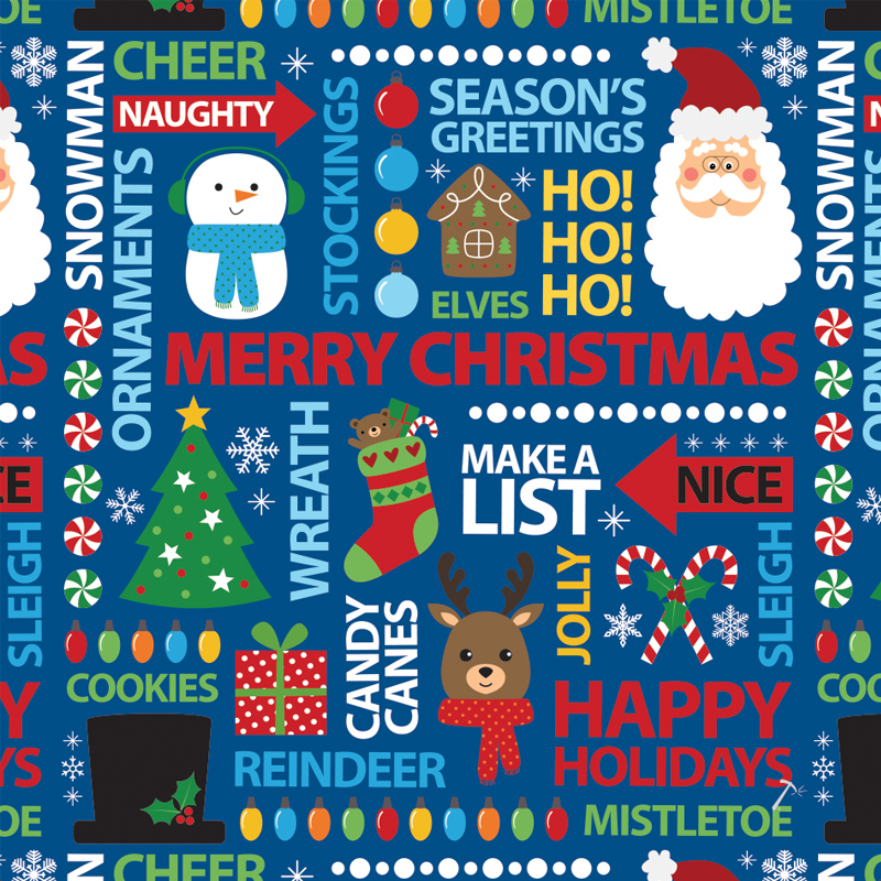 Merry Christmas Blue Wrapping Paper Gift Box Sleeve