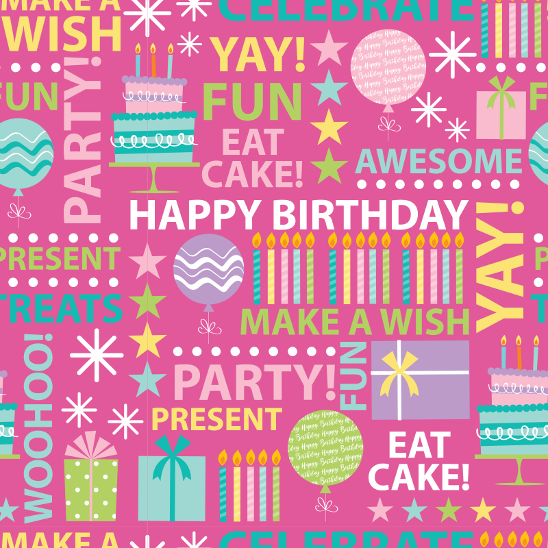 Happy Birthday Pink Words Gift Box Sleeve