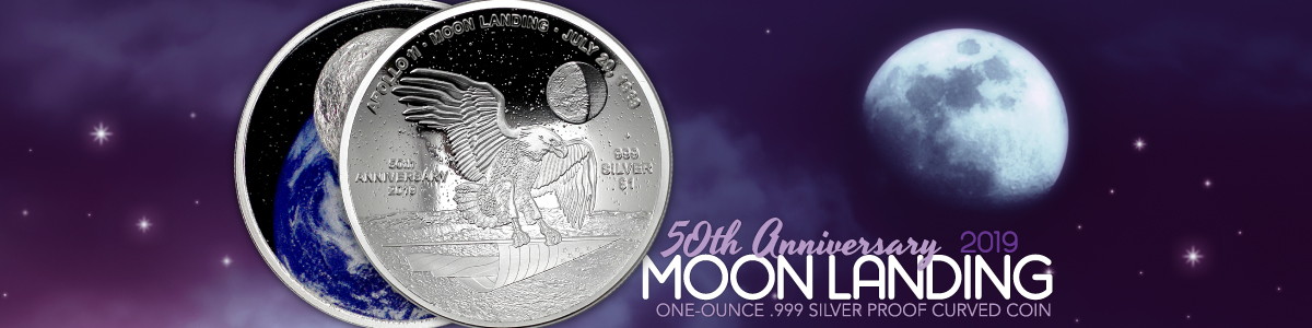 019 50th Anniversary Moon Landing Silver Coins with Diamonds Encapsulated 2019 50th Anniversary Moon Landing Silver Coins with Diamonds Encapsulated