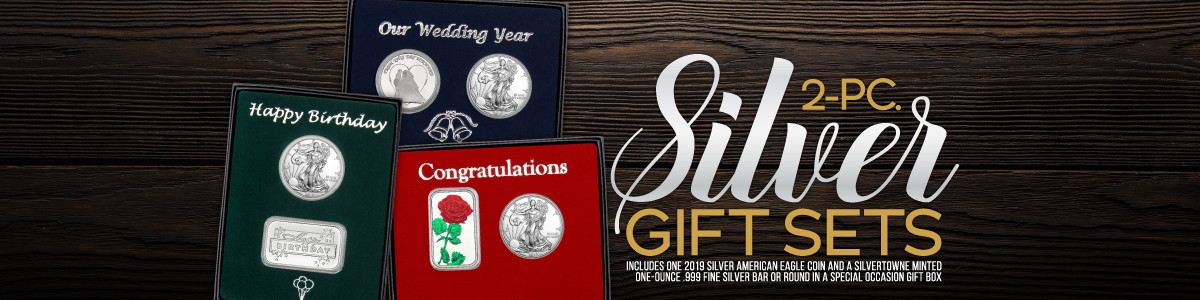 2 Piece SAE Gift Sets Include 1 Special Occasion SilverTowne Silver Piece and a 2019 Silver American Eagle 2 Piece SAE Gift Sets Include 1 Special Occasion SilverTowne Silver Piece and a 2019 Silver American Eagle