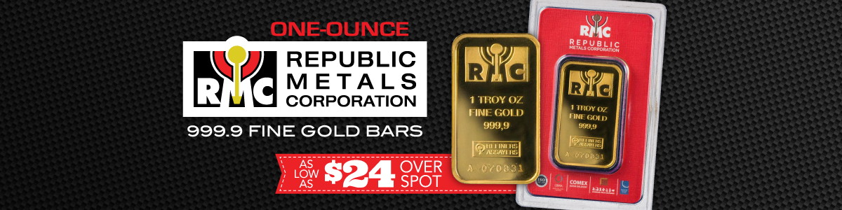 Lower Premium 1oz Gold RMC Bars in Assay Cards Lower Premium 1oz Gold RMC Bars in Assay Cards