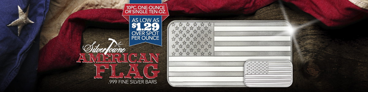 Lower Premium Silver Deal 10 Ounce Total American Flag Silver Bars Lower Premium Silver Deal 10 Ounce Total American Flag Silver Bars