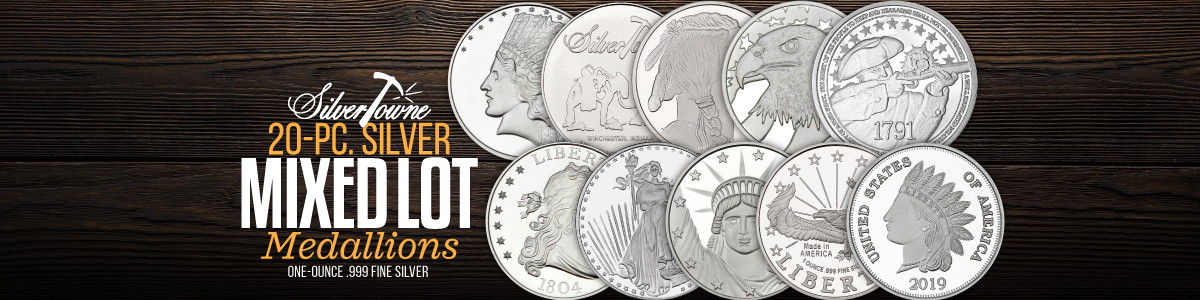 Mixed 10pc Lots of SilverTowne Minted Silver Bullion Designs Mixed 10pc Lots of SilverTowne Minted Silver Bullion Designs