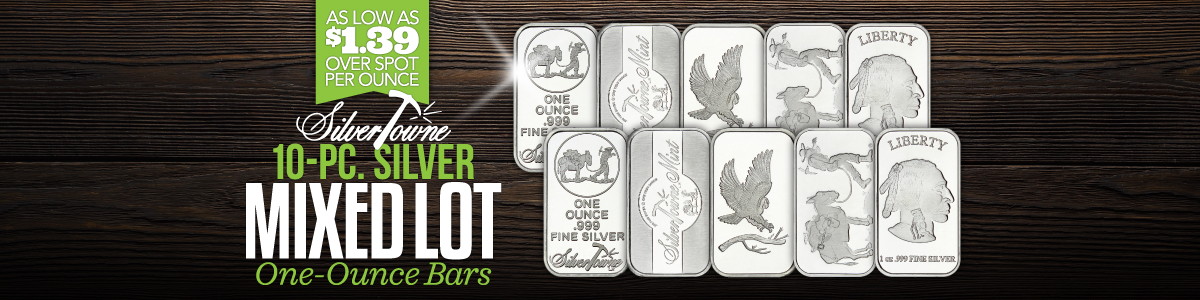 Mixed 10pc Lots of SilverTowne Minted Silver Bullion Designs Mixed 10pc Lots of SilverTowne Minted Silver Bullion Designs