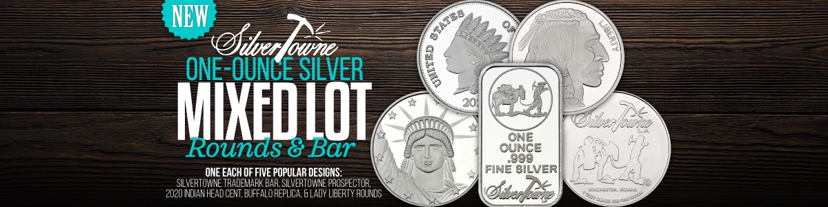 Mixed 5pc Lots of SilverTowne Minted Silver Bullion Designs Mixed 5pc Lots of SilverTowne Minted Silver Bullion Designs