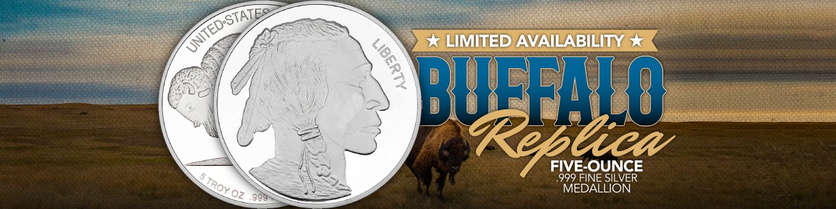 No-Date 5oz Buffalo Nickel Replica Medallion No-Date 5oz Buffalo Nickel Replica Medallion