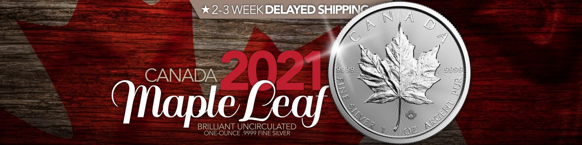 2021 Dated Canadian Silver Maple Leafs Bullion Coins 2021 Dated Canadian Silver Maple Leafs Bullion Coins