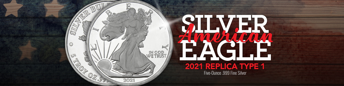 2021 Dated 5oz American Silver Eagle Replica Medallion 2021 Dated 5oz American Silver Eagle Replica Medallion