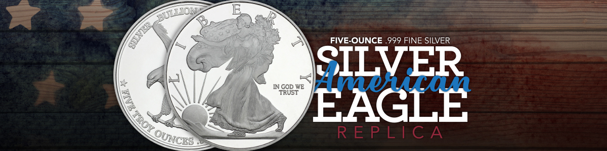 Non-Dated 5oz American Silver Eagle Replica Medallion Non-Dated 5oz American Silver Eagle Replica Medallion