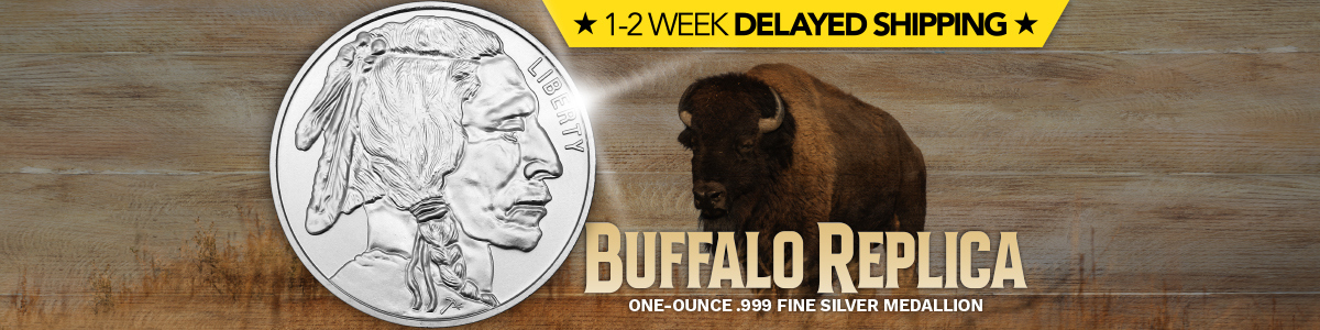 1-2 Week Shipping Delay: 1oz Silver Buffalo Rounds Minted by SilverTowne 1-2 Week Shipping Delay: 1oz Silver Buffalo Rounds Minted by SilverTowne