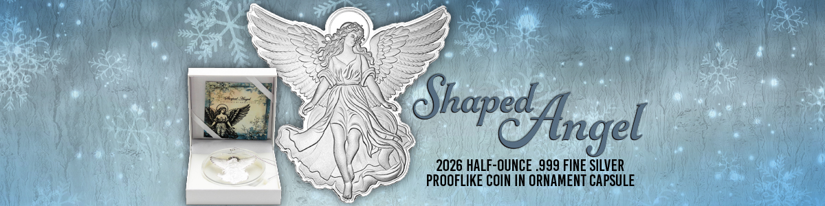 2026 Silver Angel Shaped Ornament Half Ounce Prooflike Coin OGP