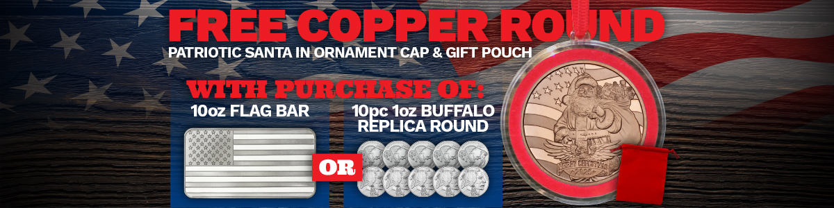Free Patriotic Santa Copper Round with Qualifying Purchase