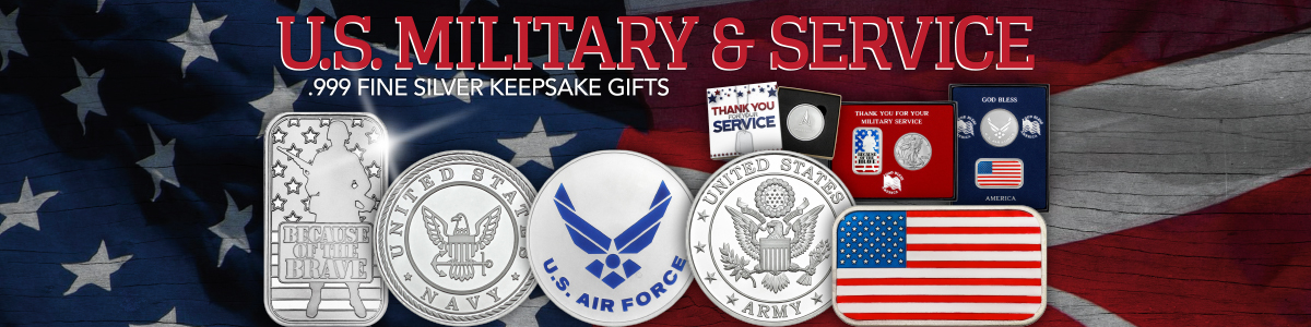 .999 Fine Silver Bullion Keepsake Gifts for US Military and Service