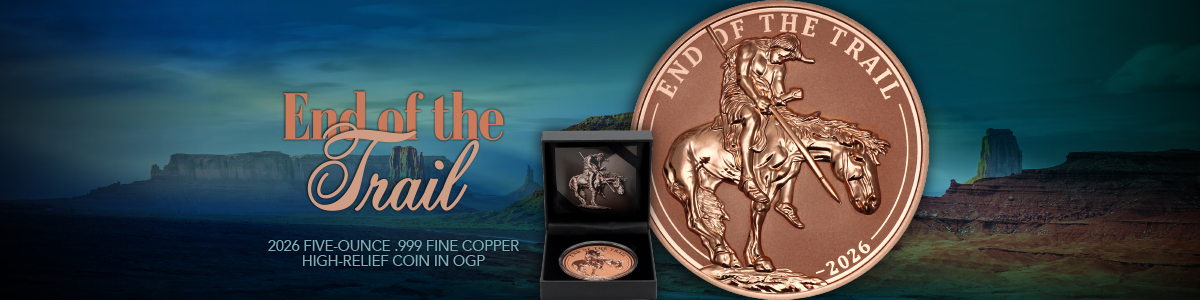 2026 Copper Liberia End of the Trail High Relief 5oz Coin in OGP