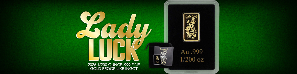2026 Liberia Gold Prooflike Lady Luck 1/200oz Ingot in OGP