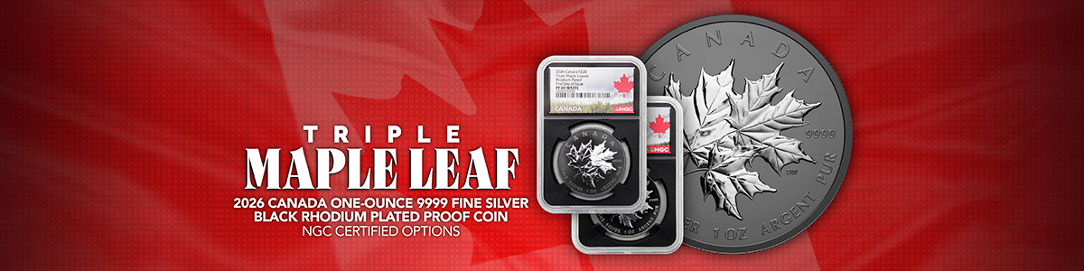 Canadian Silver Triple Maple Leaf Black Rhodium Bullion Coins