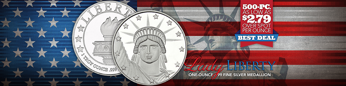 1 Troy Ounce Lady Liberty .999 Fine Silver Medallions